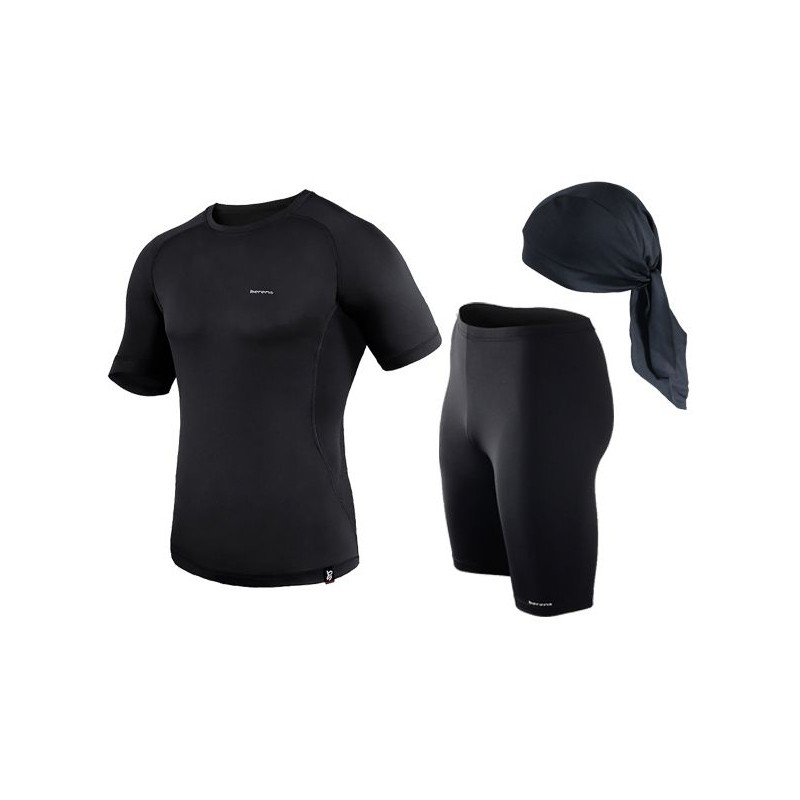 spodenki + koszulka termoaktywna do biegania BERENS czarny